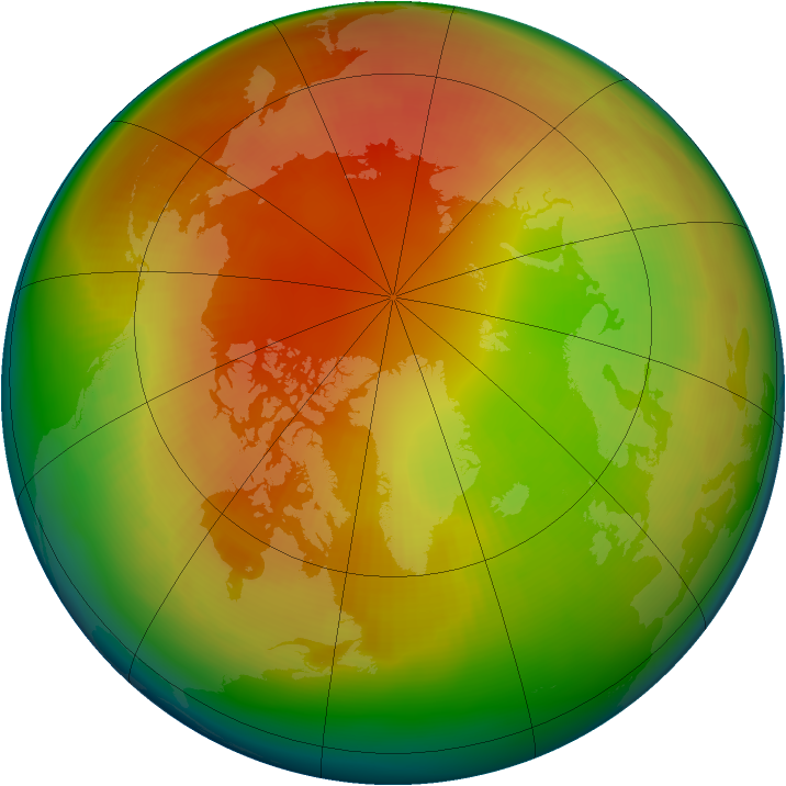 Arctic ozone map for February 1991